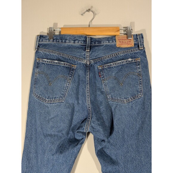 Levi's 501 Womens Blue Distressed Denim High Rise Jeans Sz 31 Grunge Festival - Picture 7 of 10